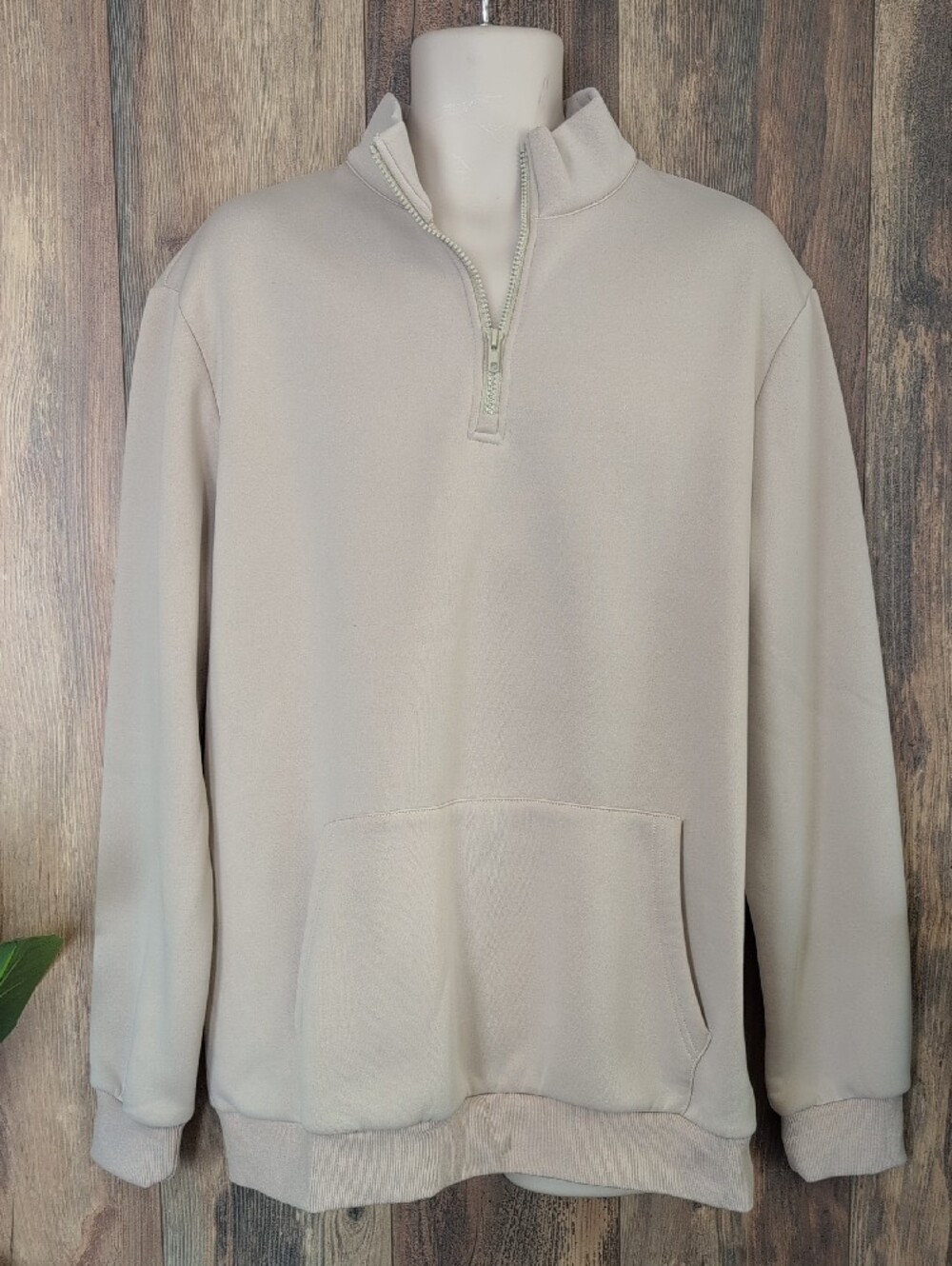 Coofandy Men's XL Pullover Sweatshirt Cream/Tan Kangaroo Pocket          660A